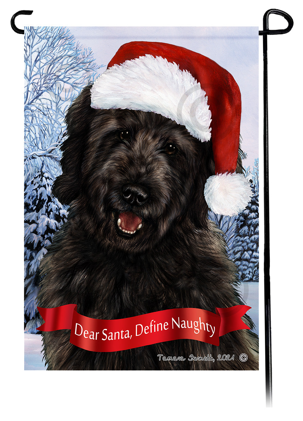 Goldendoodle Black Dear Santa, Define Naughty - Garden Flag