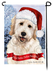 Goldendoodle White Dear Santa, Define Naughty - Garden Flag