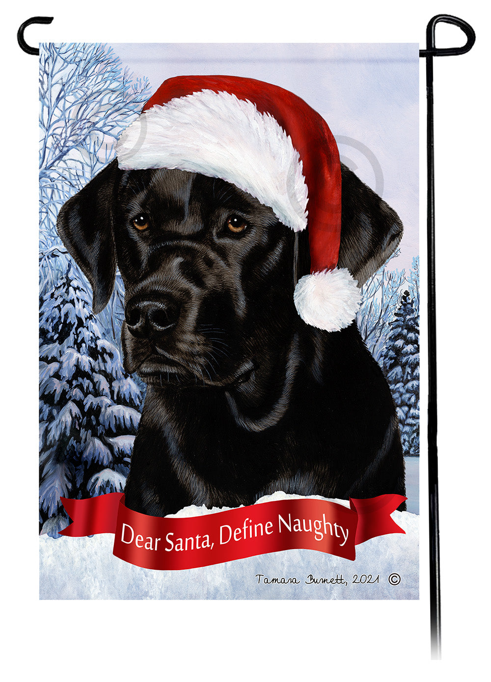 Labrador Black English Dear Santa, Define Naughty - Garden Flag
