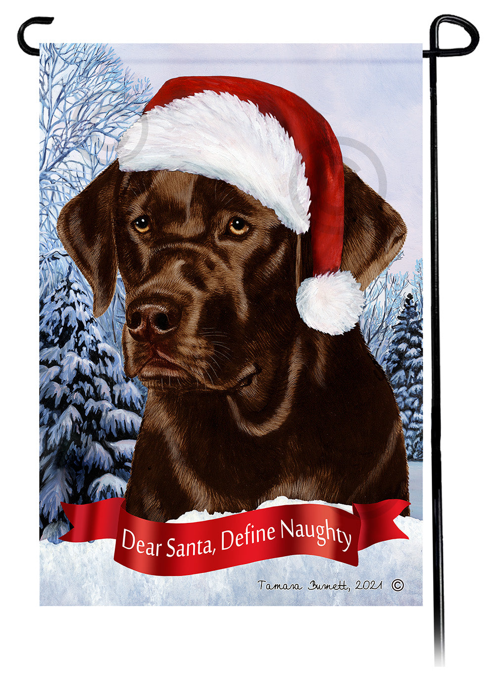 Labrador Chocolate English Dear Santa, Define Naughty - Garden Flag