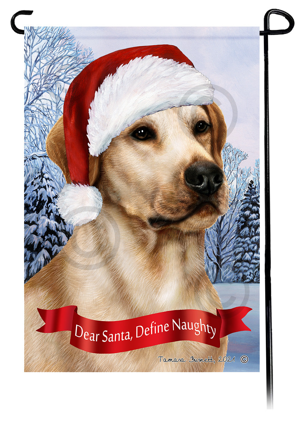Labrador Yellow American Dear Santa, Define Naughty - Garden Flag