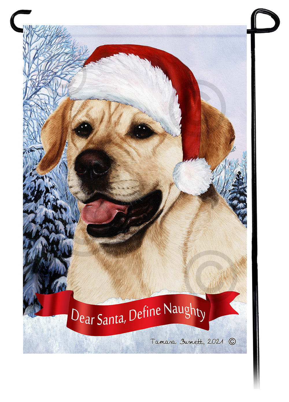 Labrador Yellow English Dear Santa, Define Naughty - Garden Flag