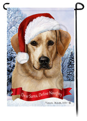 Labrador Yellow Front Face Dear Santa, Define Naughty - Garden Flag