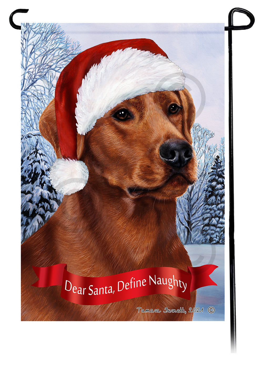 Labrador Red American Dear Santa, Define Naughty - Garden Flag