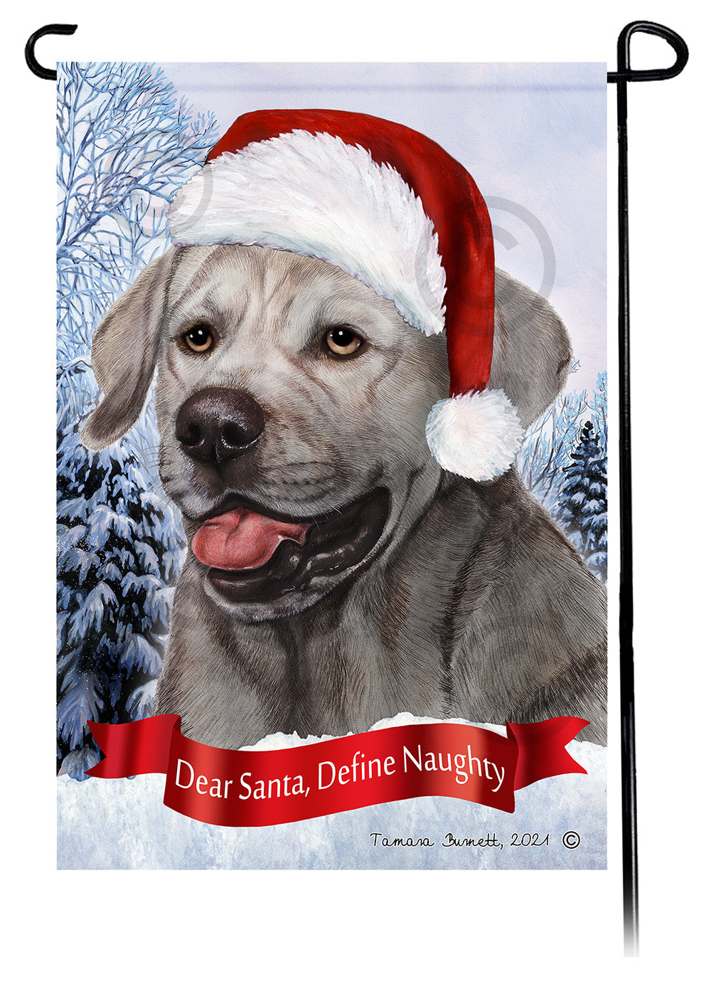 Labrador Silver English Dear Santa, Define Naughty - Garden Flag