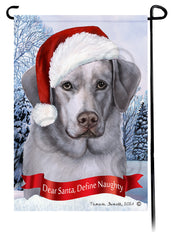 Labrador Silver American Front Face Dear Santa, Define Naughty - Garden Flag
