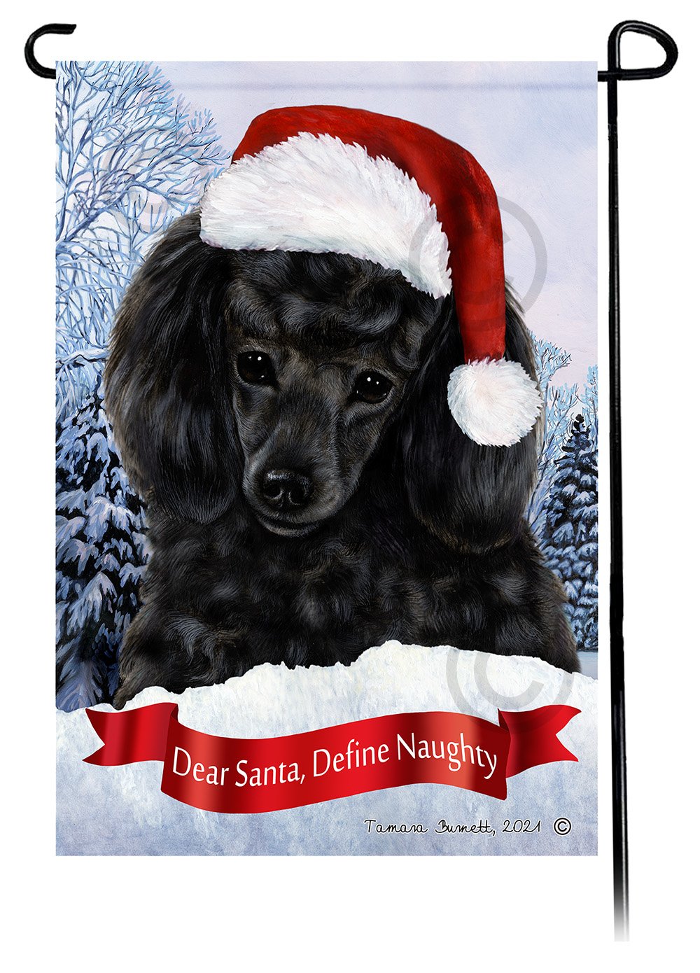 Poodle Black Dear Santa, Define Naughty - Garden Flag