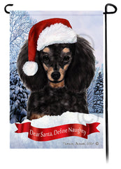 Poodle Black and Tan Dear Santa, Define Naughty - Garden Flag