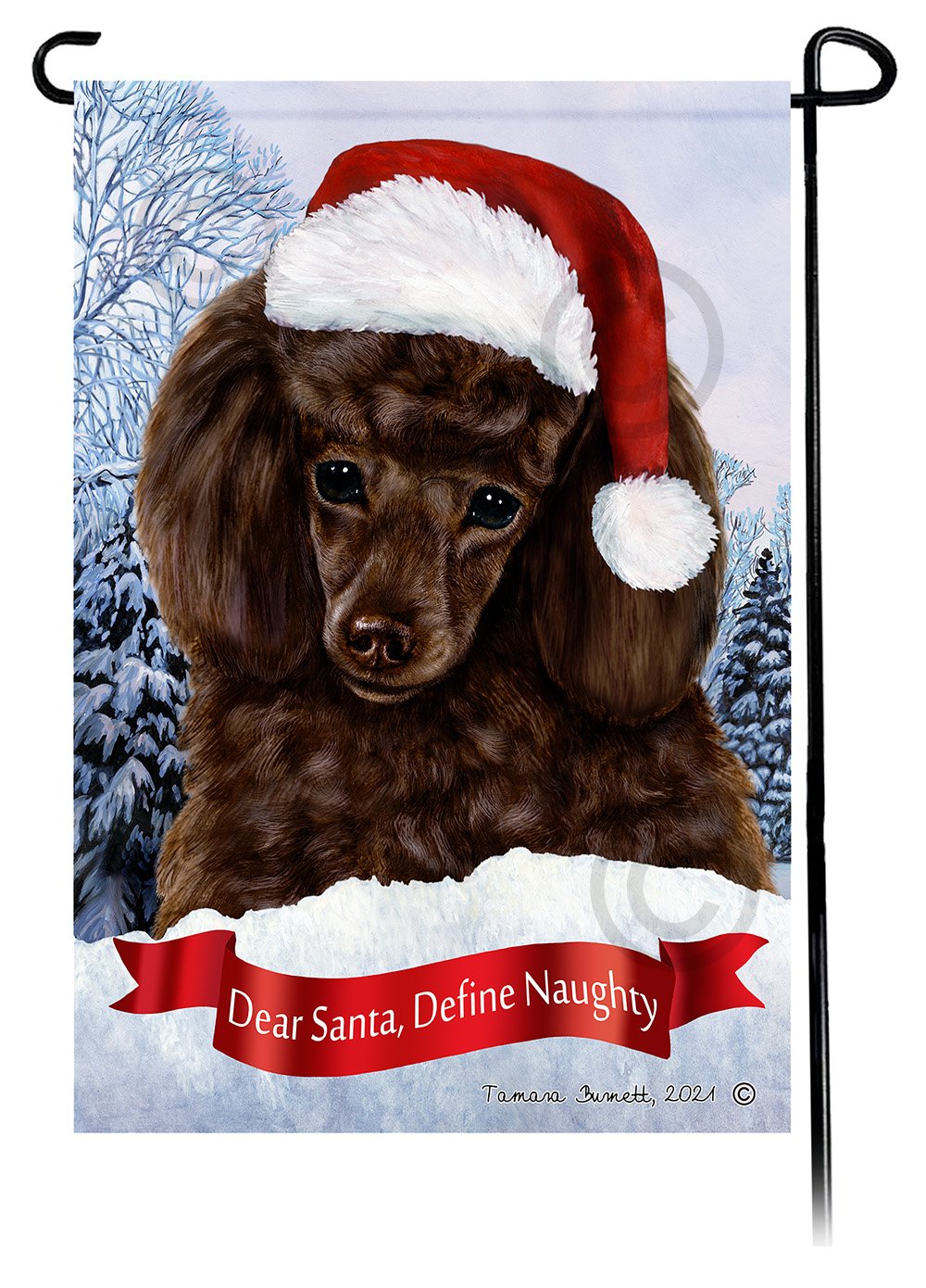 Poodle Chocolate Dear Santa, Define Naughty - Garden Flag