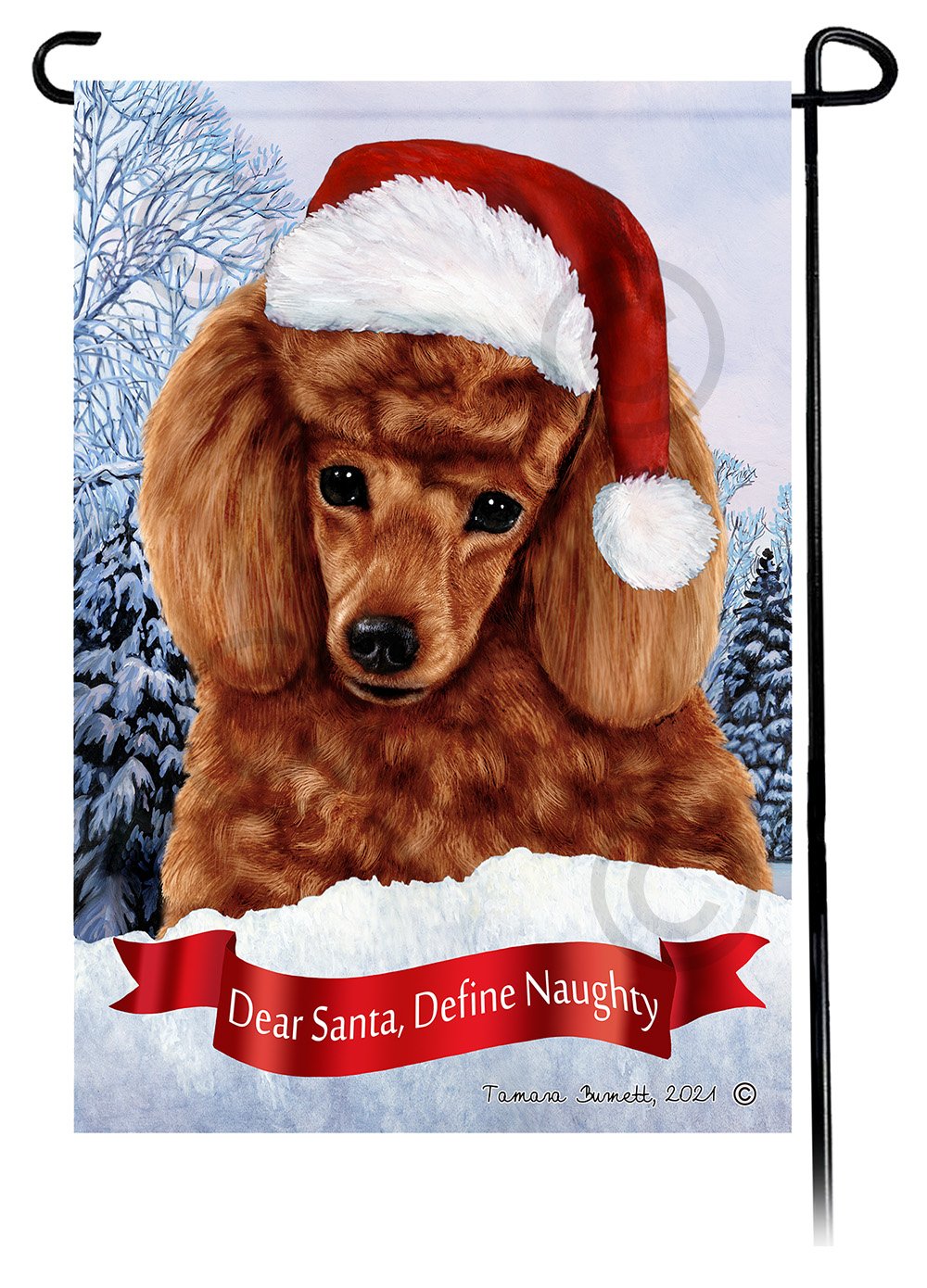 Poodle Red Dear Santa, Define Naughty - Garden Flag