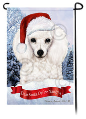 Poodle White Dear Santa, Define Naughty - Garden Flag
