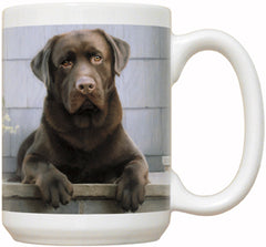 CHOCOLATE LAB ON PORCH - FIDDLER'S ELBOW MUG