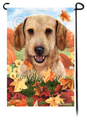 Dachshund WH Wheaten Falling Leaves - Garden Flag