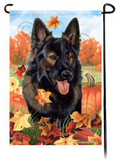German Shepherd Plush Sable Falling Leaves - Garden Flag