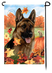 German Shepherd Red Sable Falling Leaves - Garden Flag