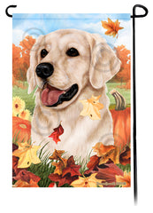Golden Retriever White Falling Leaves - Garden Flag