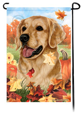 Golden Retriever Falling Leaves - Garden Flag