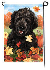 Goldendoodle Black Falling Leaves - Garden Flag