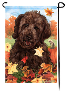 Goldendoodle Chocolate Falling Leaves - Garden Flag