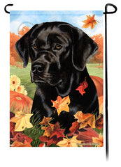 Labrador Black English Falling Leaves - Garden Flag