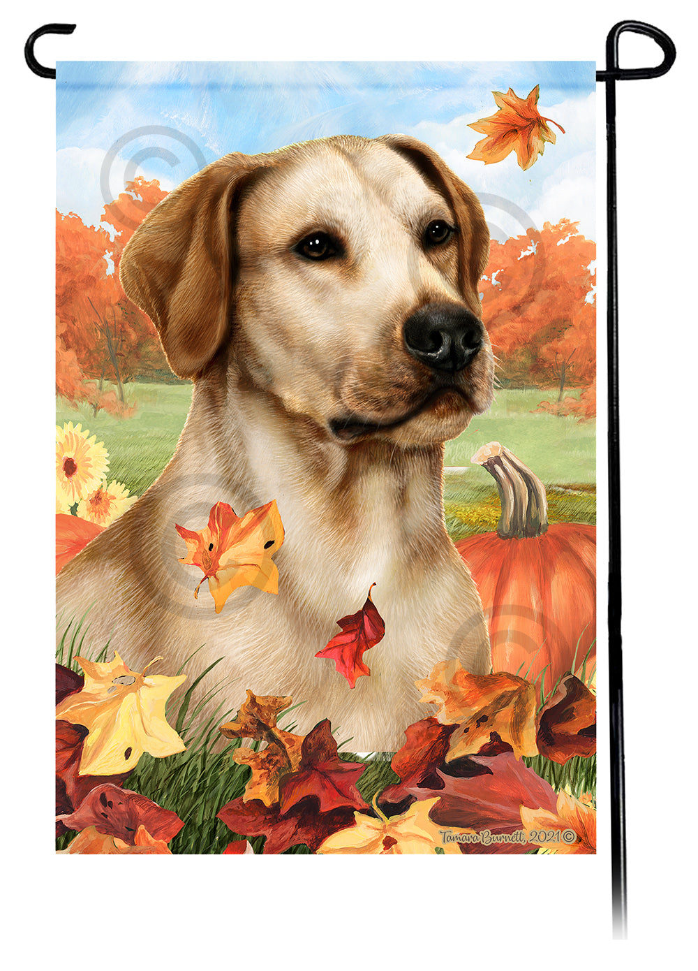 Labrador Yellow American Falling Leaves - Garden Flag