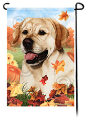 Labrador Yellow English Falling Leaves - Garden Flag
