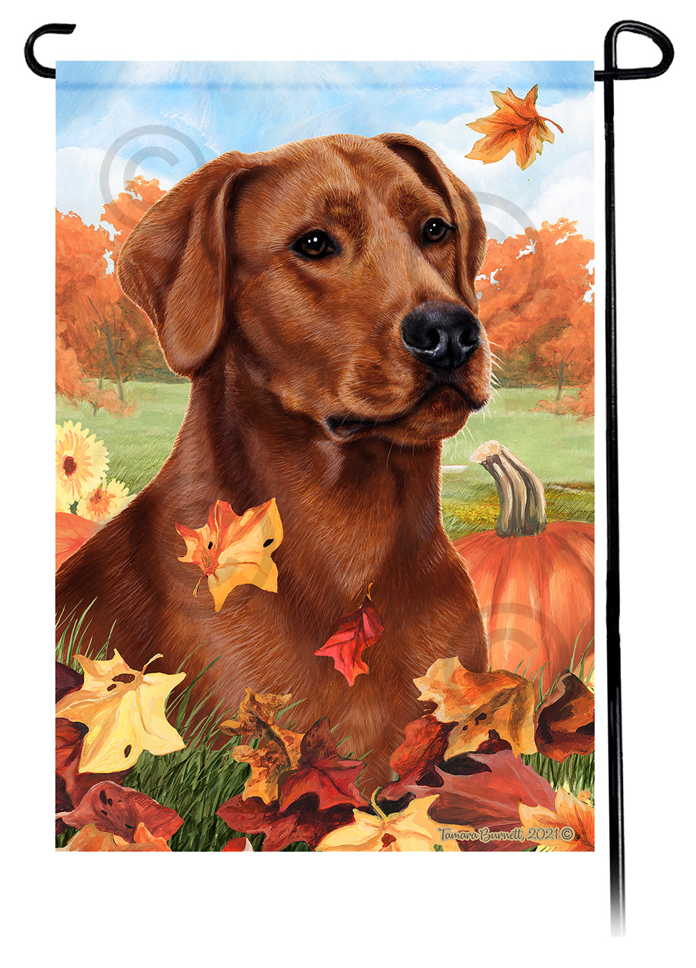Labrador Red American Falling Leaves - Garden Flag