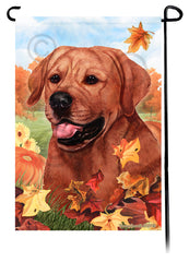 Labrador Red English Falling Leaves - Garden Flag