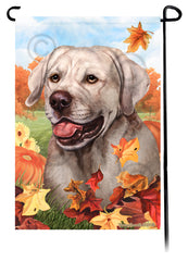 Labrador Silver English Falling Leaves - Garden Flag