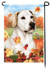 Labrador White American Falling Leaves - Garden Flag