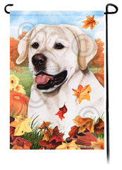 Labrador White English Falling Leaves - Garden Flag