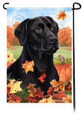 Labrador Black American Falling Leaves - Garden Flag