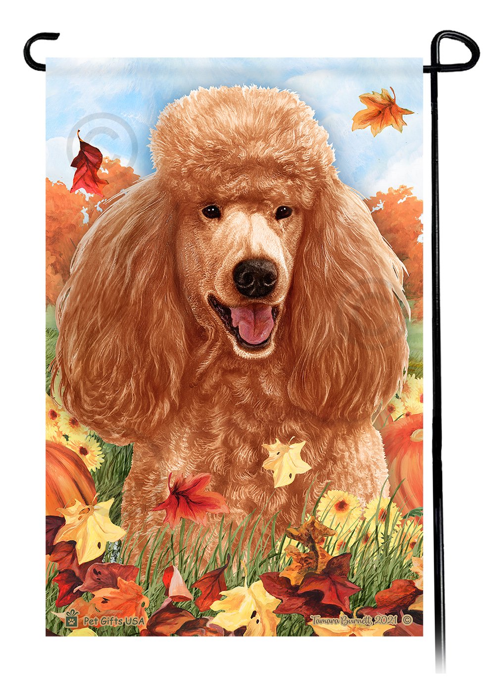 Poodle Standard Apricot Falling Leaves - Garden Flag