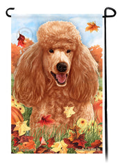 Poodle Standard Apricot Falling Leaves - Garden Flag