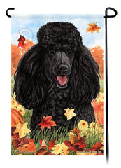 Poodle Standard Black Falling Leaves - Garden Flag