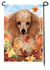 Poodle Apricot Falling Leaves - Garden Flag