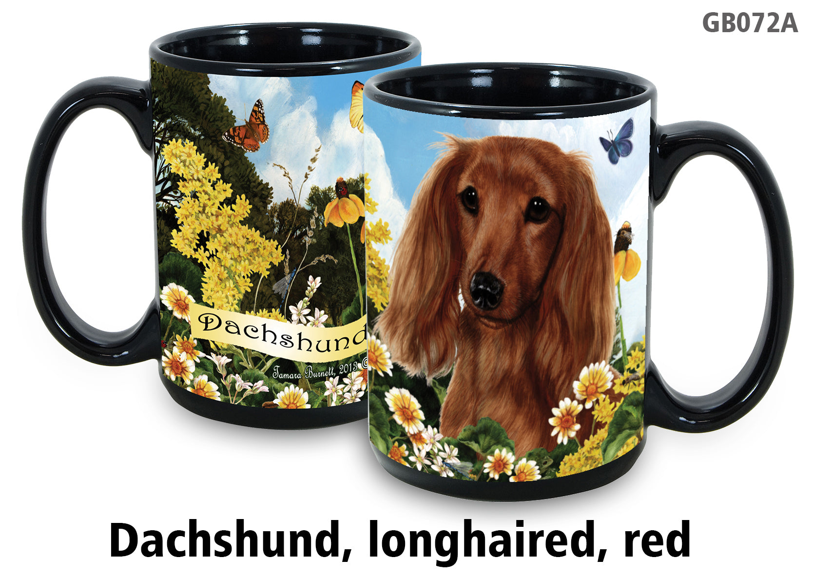Dachshund Longhair Red Garden Party Fun Mug 15oz - Garden Party Fun Mugs 15 oz