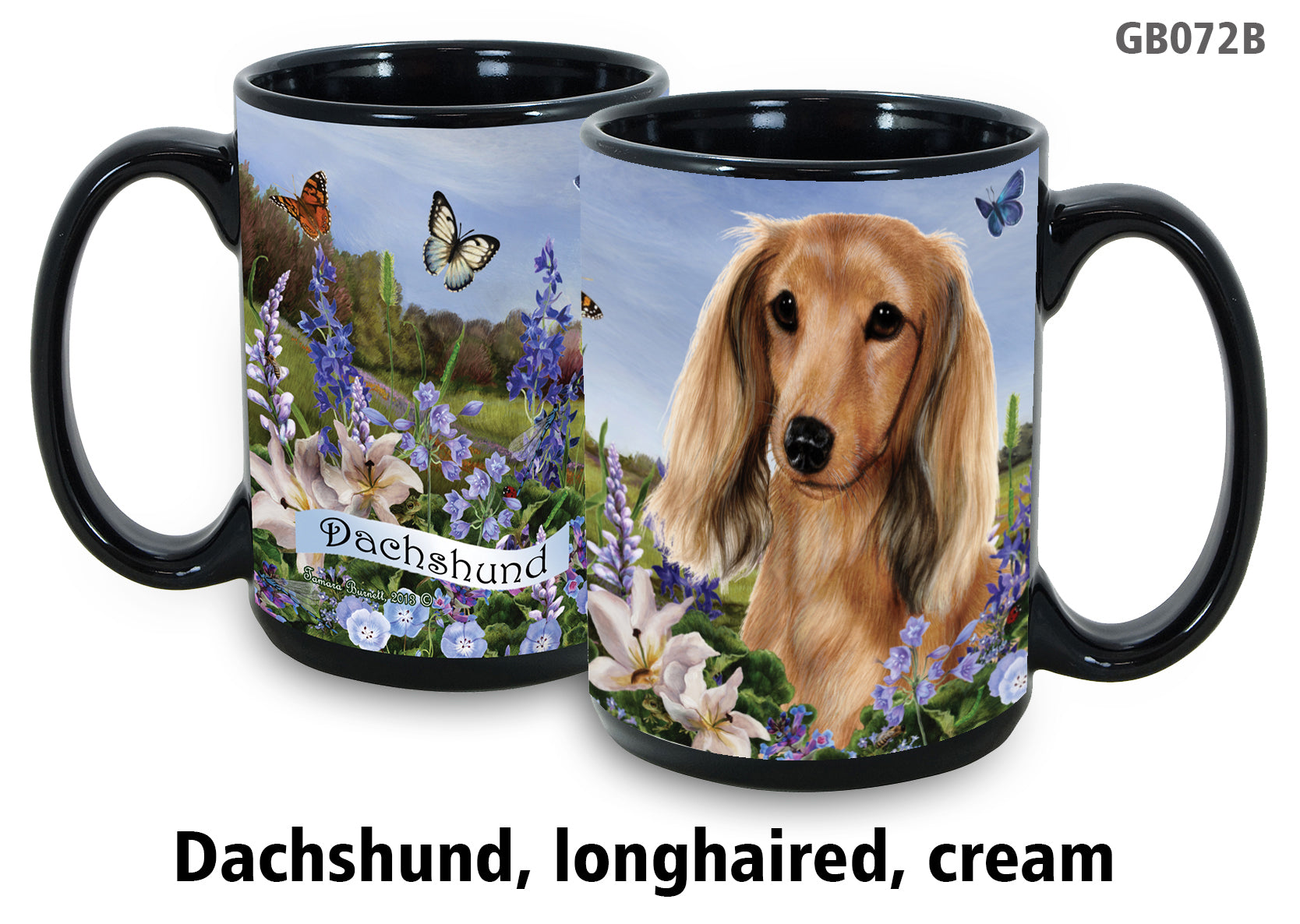 Dachshund Longhair Cream Garden Party Fun Mug 15oz - Garden Party Fun Mugs 15 oz