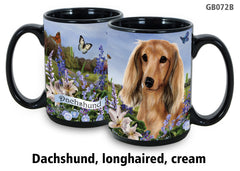 Dachshund Longhair Cream Garden Party Fun Mug 15oz - Garden Party Fun Mugs 15 oz