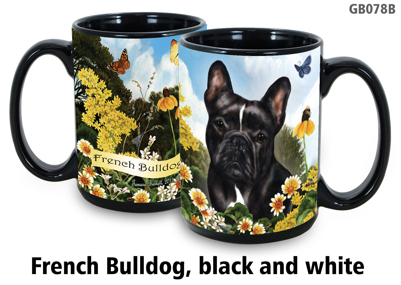 French Bulldog Black Garden Party Fun Mug 15oz - Garden Party Fun Mugs 15 oz