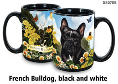 French Bulldog Black Garden Party Fun Mug 15oz - Garden Party Fun Mugs 15 oz