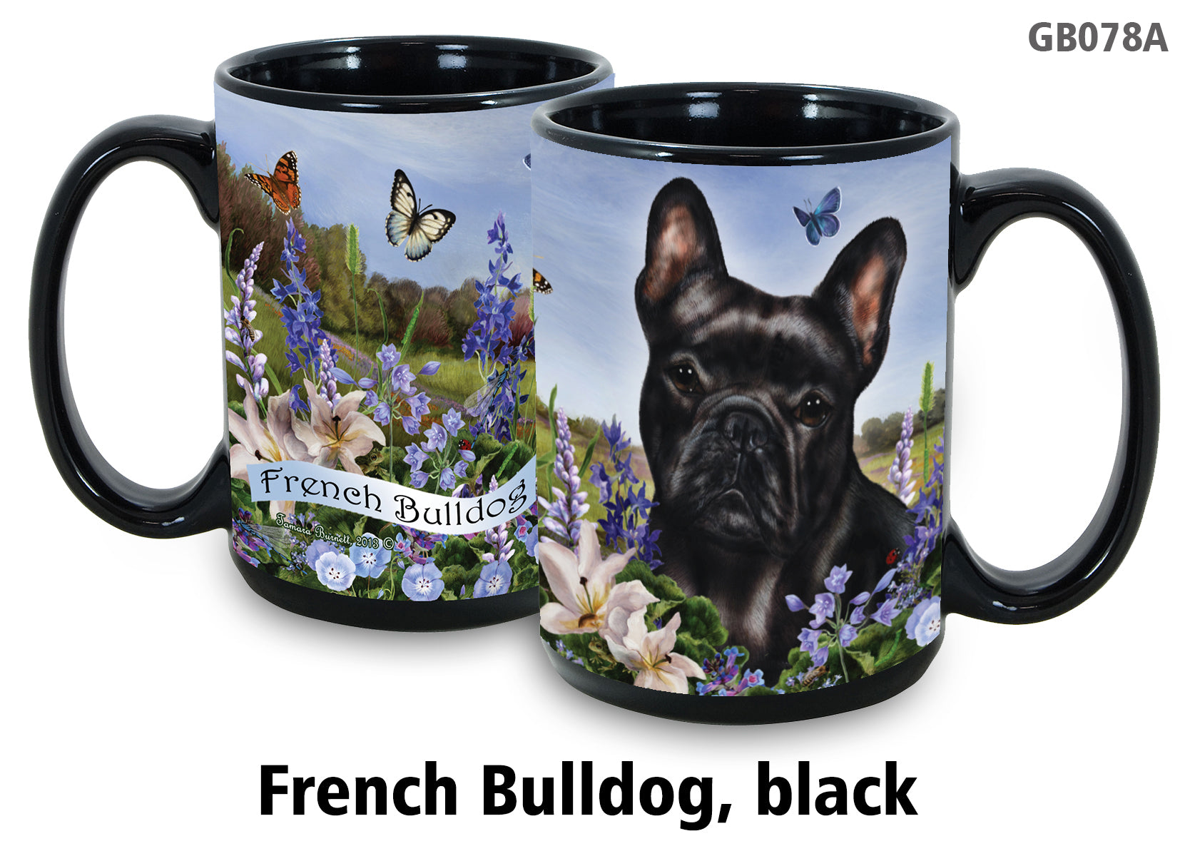 French Bulldog Black and White Garden Party Fun Mug 15oz - Garden Party Fun Mugs 15 oz