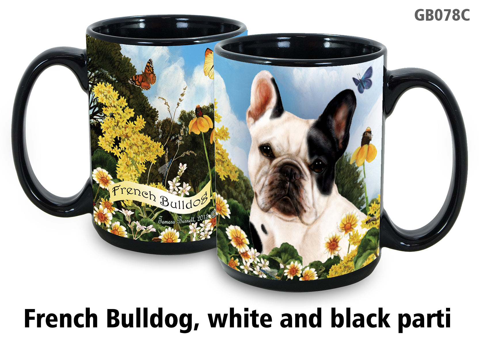 French Bulldog White & Black Garden Party Fun Mug 15oz - Garden Party Fun Mugs 15 oz