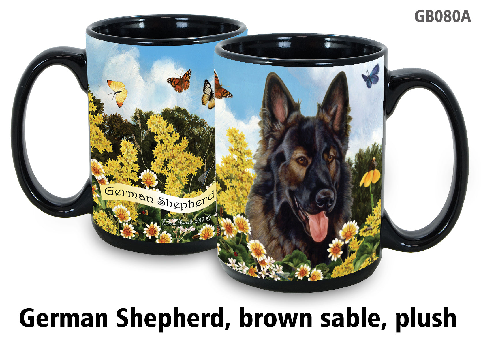 German Shepherd Dark Plush Brown Sable - Garden Party Fun Mug 15 oz