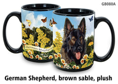 German Shepherd Dark Plush Brown Sable - Garden Party Fun Mug 15 oz
