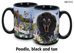 Poodle Black and Tan - Garden Party Fun Mug 15 oz