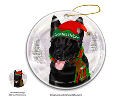 German Shepherd, Blk - Santa's Helper Ornament