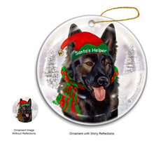 German Shepherd Drk Brwn Sable Plush - Santa's Helper Ornament