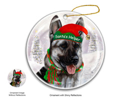 German Shepherd Silver Sable - Santa's Helper Ornament