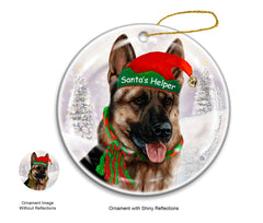 German Shepherd Light Sable - Santa's Helper Ornament